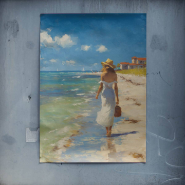Beach Stroll Woman Poster Art