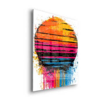 Coucher de soleil aux coulures de couleur - tableau en verre acrylique