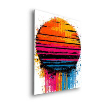 Coucher de soleil aux coulures de couleur - tableau Dibond mat