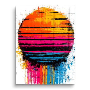 Coucher de soleil aux coulures de couleur - tableau PVC brillant