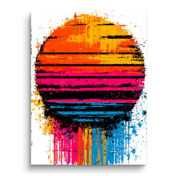 Coucher de soleil aux coulures de couleur - tableau PVC mat