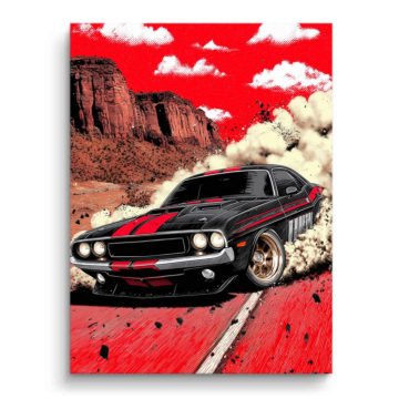 Dodge Charger Desert Poster Canvas Art