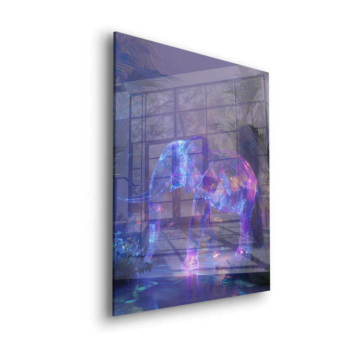 Glowing Elephant Night Acrylic Glass Art