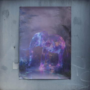 Éléphant lumineux nuit - poster