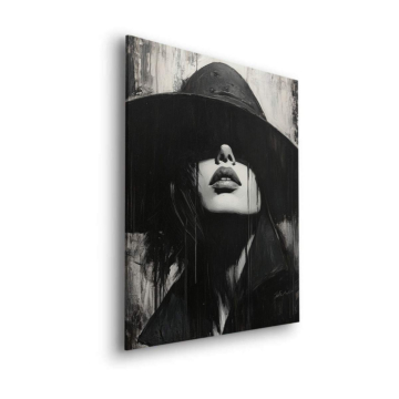 Portrait mode au chapeau noir - tableau Dibond mat