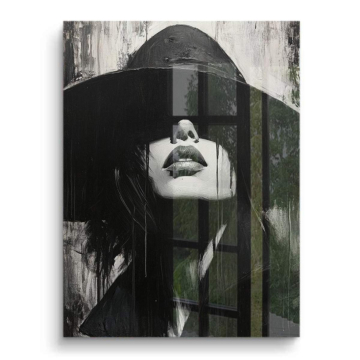 Black Hat Fashion Portrait PVC Gloss Art