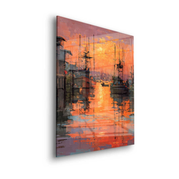 Sonnenuntergang Harbor Boat - Acrylglasbild