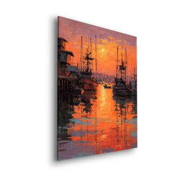 Sonnenuntergang Harbor Boat - Dibond-Bild matt