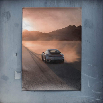 Porsche auf Wüstenstraße - Poster