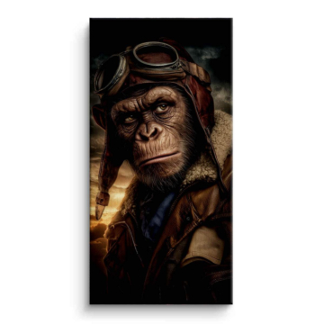 Aviator portret szympansa - obraz na płótnie