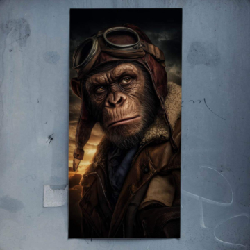 Retrato de chimpancé aviador - póster