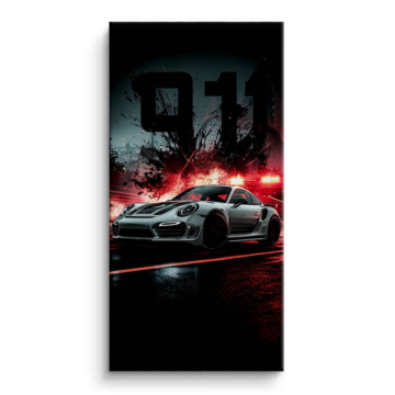 Porsche 911 Neon Number Canvas Art