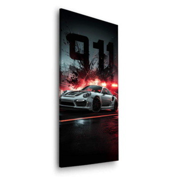 Porsche 911 neón Number - cuadro Dibond mate