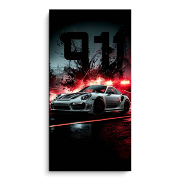 Porsche 911 au numéro néon - tableau PVC mat