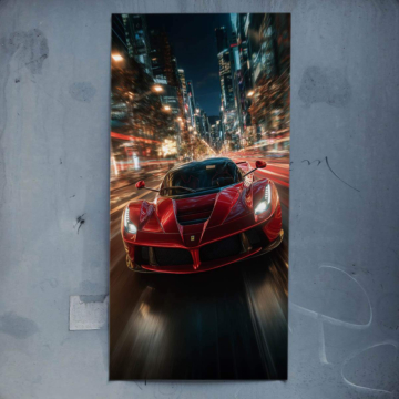 Ferrari à grande vitesse en ville - poster