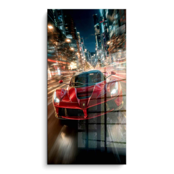 Ferrari miasto prędkość - obraz na PVC z połyskiem