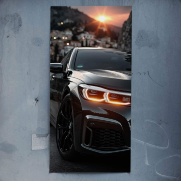Bmw noir beauté gros plan - poster