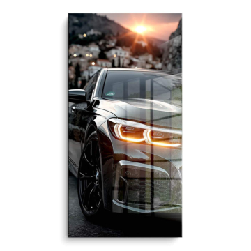 Bmw noir beauté gros plan - tableau PVC brillant