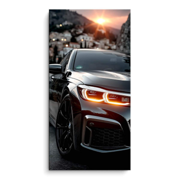BMW negro en primer plano - cuadro PVC mate