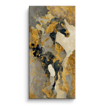 Golden Abstract Horse Canvas Art