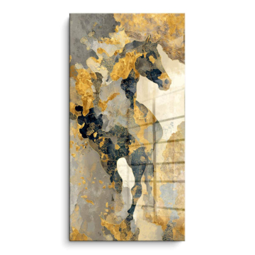 Caballo dorado abstracto - cuadro PVC brillante