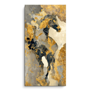 Goldenes abstraktes Pferd - PVC-Bild matt