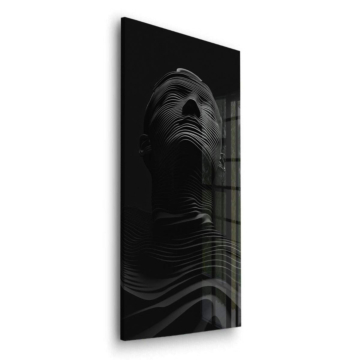 Dunkles abstraktes Liniengesicht - Acrylglasbild
