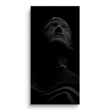 Dark Abstract Line Face Canvas Art
