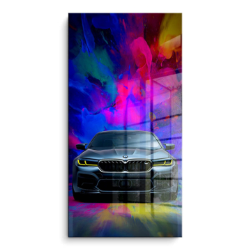 BMW M3 dans une fumée colorée - tableau PVC brillant