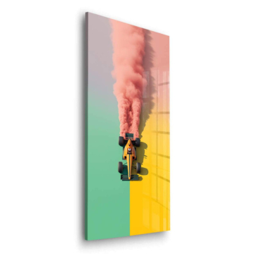 Pink Smoke Race Car Acrylic Glass Art