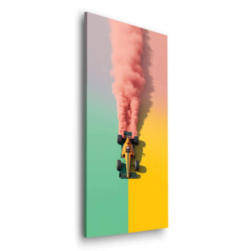 Pink Smoke Race Car Dibond Matt Art