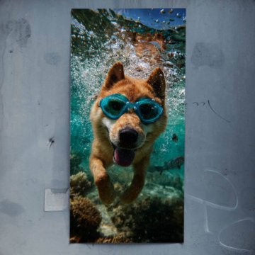 Schwimmend Hundeporträt - Poster