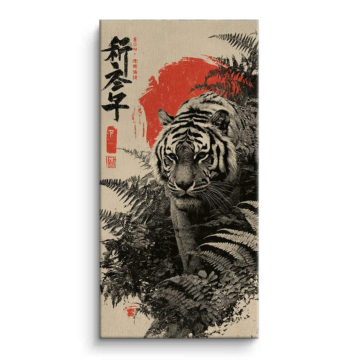 Japanese Tiger Ink Canvas Art