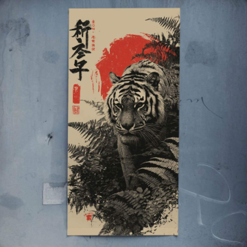 Japanese Tiger Ink Poster Art