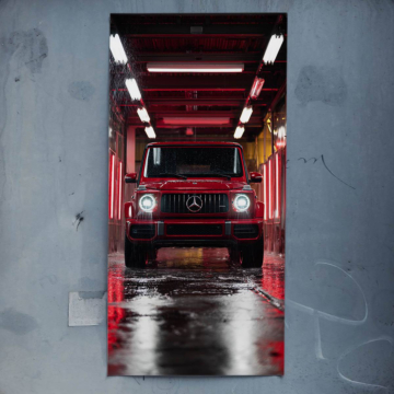 Mercedes G-Class Red Garage Poster Art