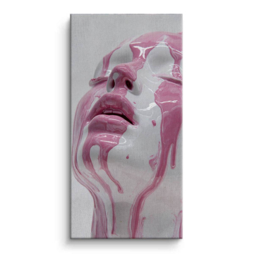 Visage melting rose - tableau sur toile