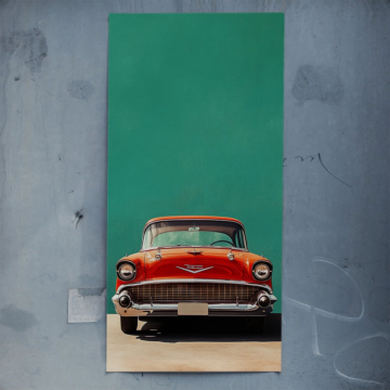 Czerwone auto vintage - plakat