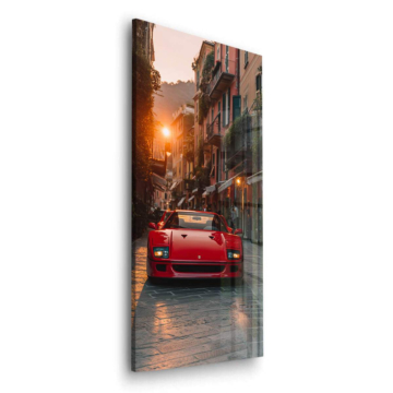 Ferrari-Supersportwagen in der Stadtstraße - Acrylglasbild