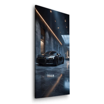 Audi R8 mit Garagenlichtern - Dibond-Bild matt