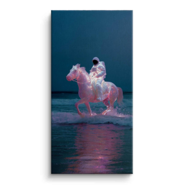 Neon Horse Rider Canvas Art