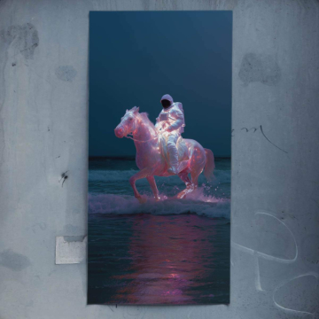 Neon-Reiter auf dem Pferd - Poster
