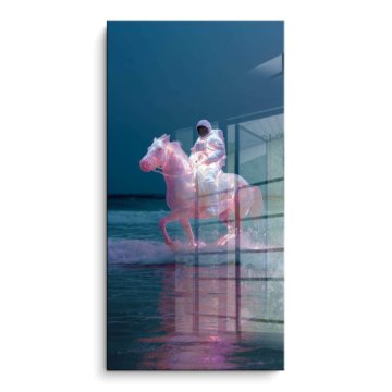 Neón caballo jinete - cuadro PVC brillante