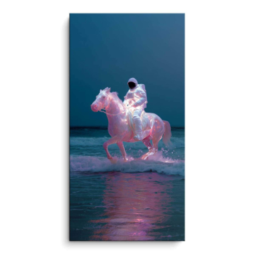 Neon-Reiter auf dem Pferd - PVC-Bild matt