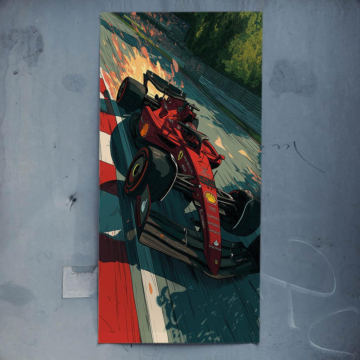 Voiture de course Ferrari en mouvement - poster