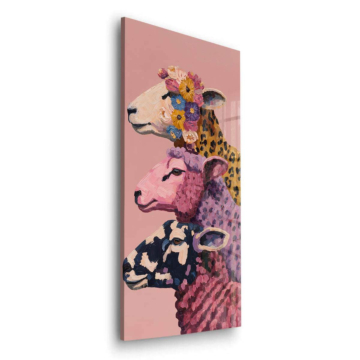 Farbenfrohe Giraffenfamilie - Acrylglasbild