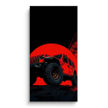 Jeep Red Sunset Canvas Art