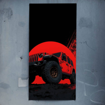 Jeep Red Sunset Poster Art