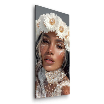 Mujer con corona floral - cuadro Dibond mate