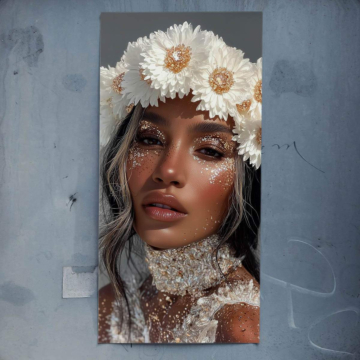 Mujer con corona floral - póster