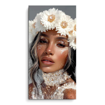 Mujer con corona floral - cuadro PVC mate